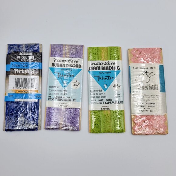 Seam Binding Lace Rick Rack Trimtex Wrights Blue Purple Green Pink Vintage New I - Picture 3 of 7